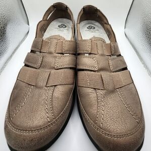 Clarks Tan Slip-On Loafers with Moccasin Toe